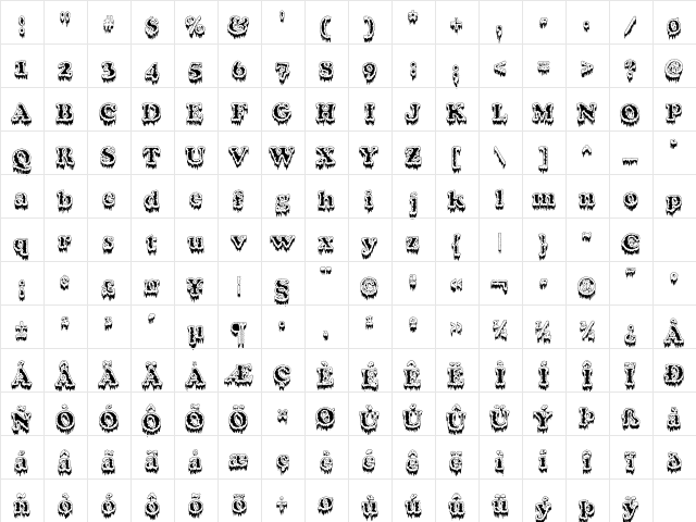 Modius 'Frigid' Regular  glyph index