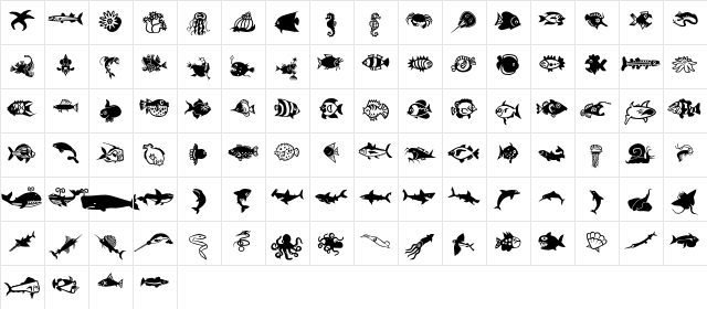 MiniPics LilFishies  glyph index