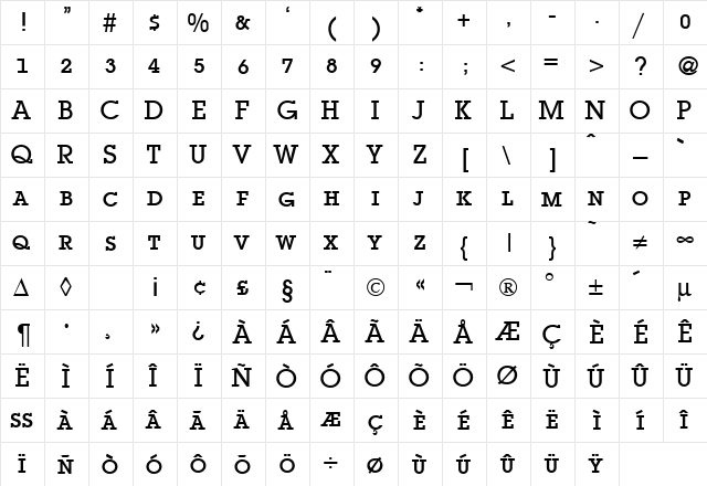 LubbersSmc Bold  glyph index