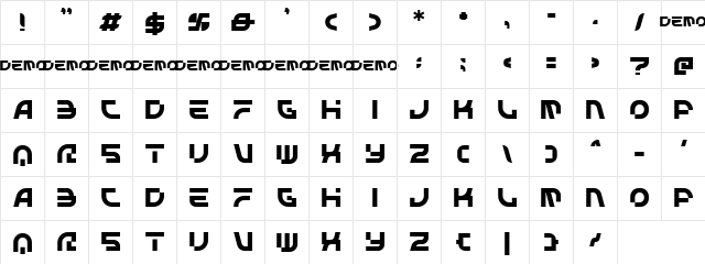 STARBLASTER demo Regular  glyph index