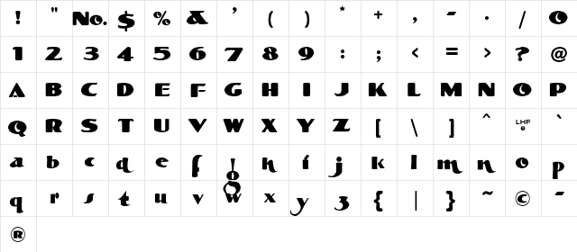 LHF Becker Rounded Block Regular  glyph index