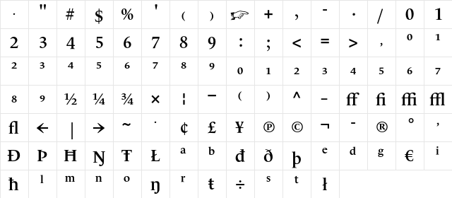 LeMonde Livre Expert SemiBold  glyph index
