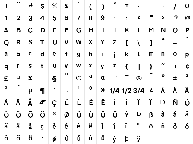 Roadgeek 2005 Transport Medium Regular  glyph index