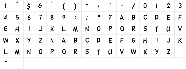 DubuyHeavy Regular Regular  glyph index