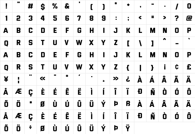 Versa Versa  glyph index