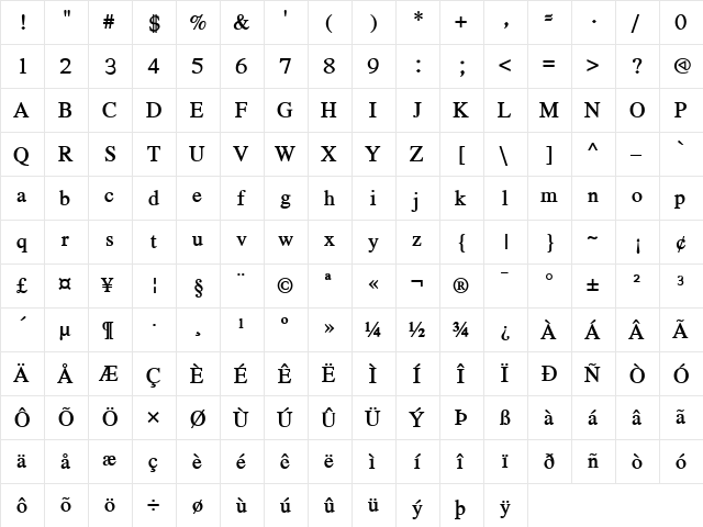 Masinahikan SemiBold  glyph index
