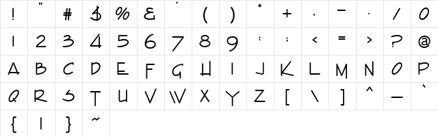 Open Frontier Regular  glyph index