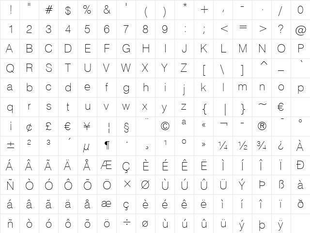 font446 Regular  glyph index