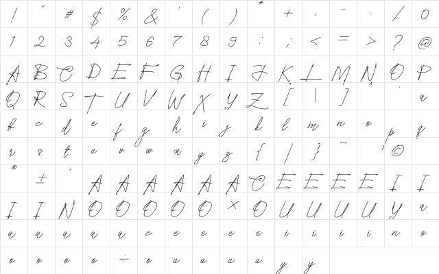 Cleverlands Regular  glyph index