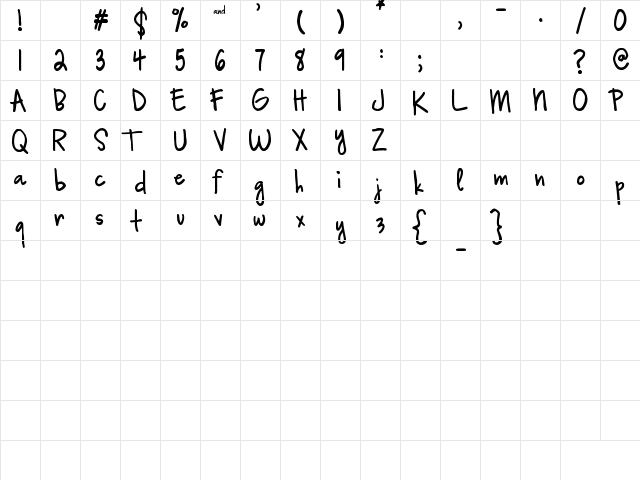 SP Emily Regular  glyph index