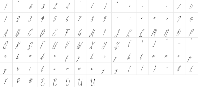 Alliando Regular  glyph index