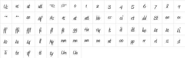Amienne Ligatures Regular  glyph index