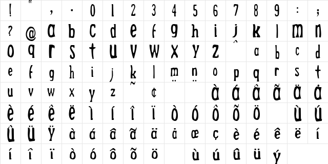 Drek Light  glyph index