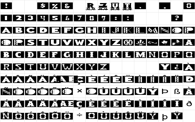 FZ BORDERS 15 EX Normal  glyph index