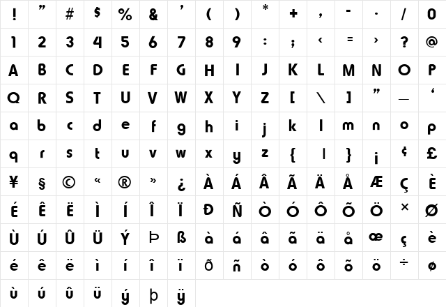 FZ BASIC 7 Normal  glyph index