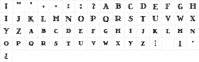 LRT Nutshell Library Regular  glyph index