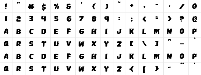 Johnny Torch Expanded Expanded  glyph index