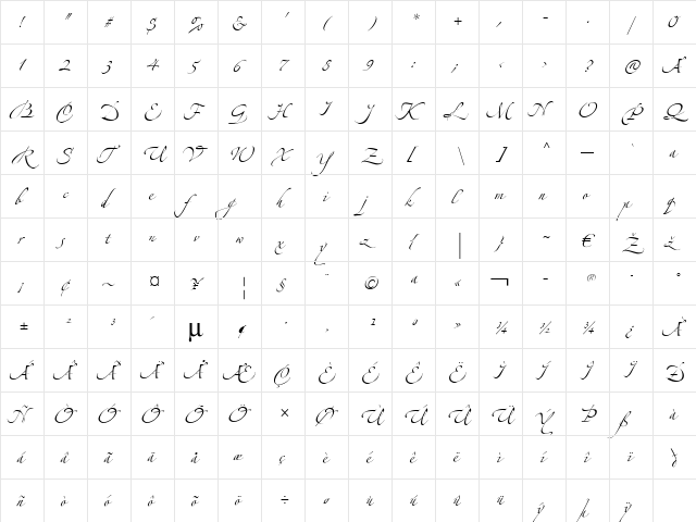 Zeferino One Regular  glyph index