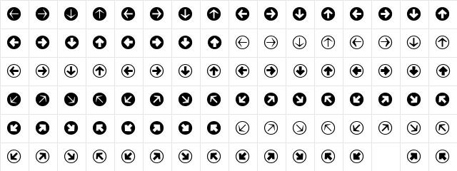 Mini Pics Directional RA  glyph index