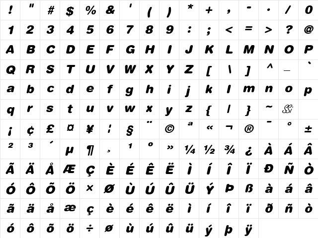 Context Rounded Black SSi Black Italic  glyph index