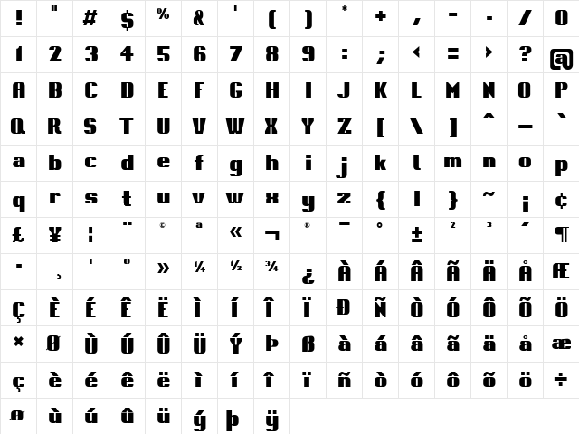 mathias Regular  glyph index