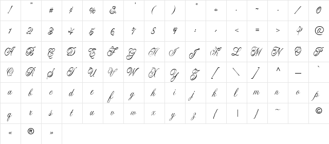Lastochka Regular  glyph index
