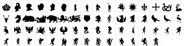 Heraldry OT Symbols  glyph index
