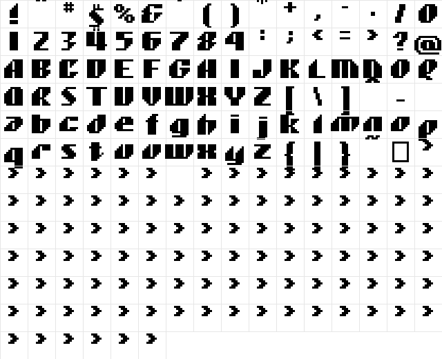 00Heuristix Bold  glyph index