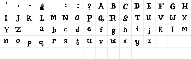 Hourly, Daily Regular  glyph index