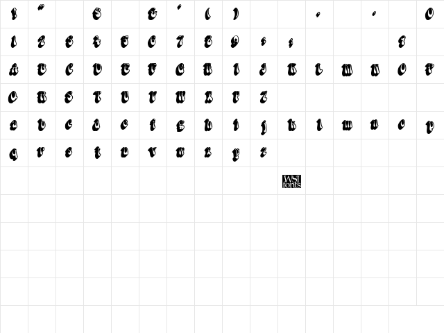 BoopShadow Bold  glyph index