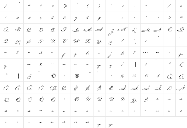 Hemingway Regular  glyph index