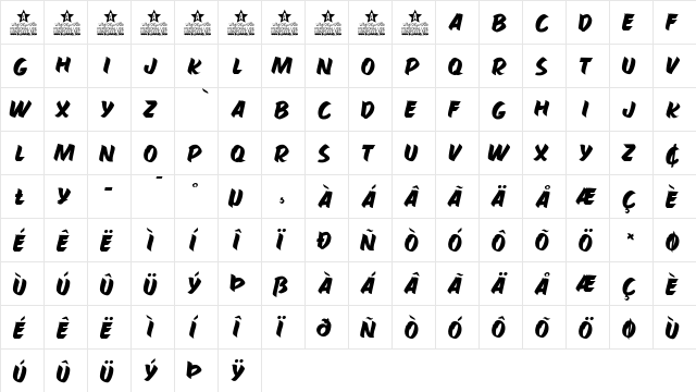 HAMBURGUER PERSONAL USE Regular  glyph index