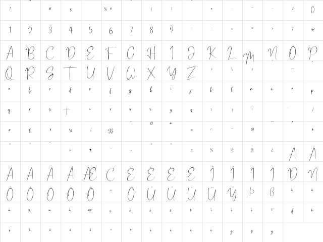 Huston Regular  glyph index