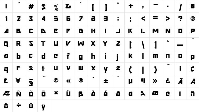 Gravicon Display  glyph index