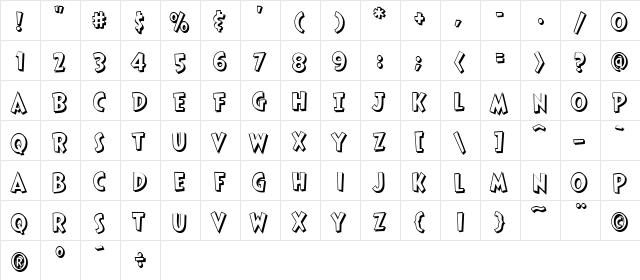 CCThatsAllFolksOutline Regular  glyph index