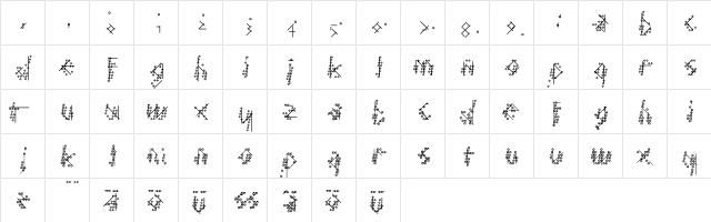 MKaos Regular  glyph index