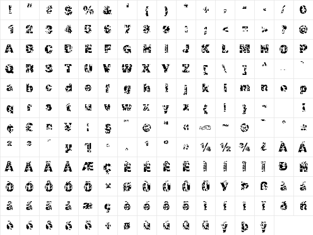 Swiss Cheese Regular  glyph index