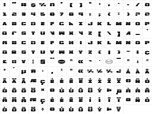 Bummer Laser Laser  glyph index