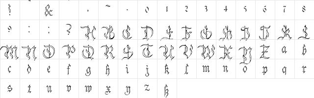 Charterwell No4 Regular  glyph index