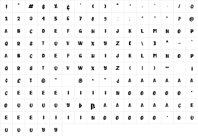 Happy Clover Leaf Display Regular  glyph index
