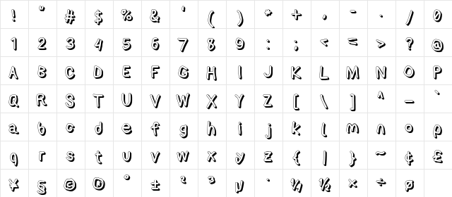AppleStorm ShdXbd  glyph index