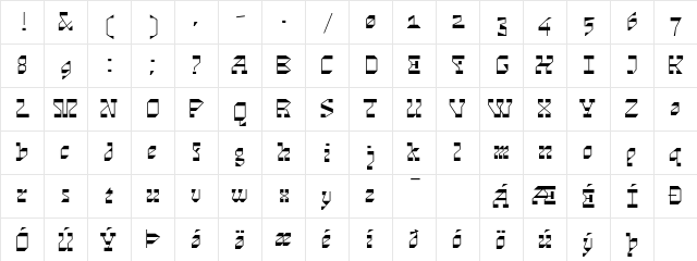 Cosmos Skrift Regular  glyph index