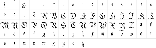 Charterwell Regular  glyph index