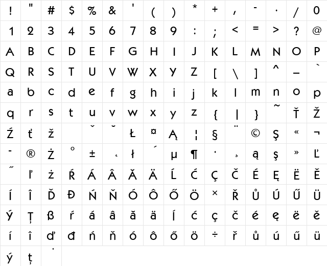 KabelItcTEEMed Regular  glyph index