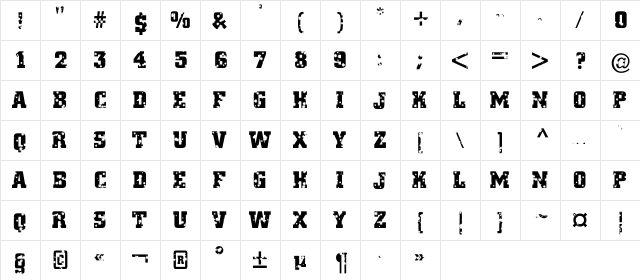 a_CityNovaTitulStars Regular  glyph index