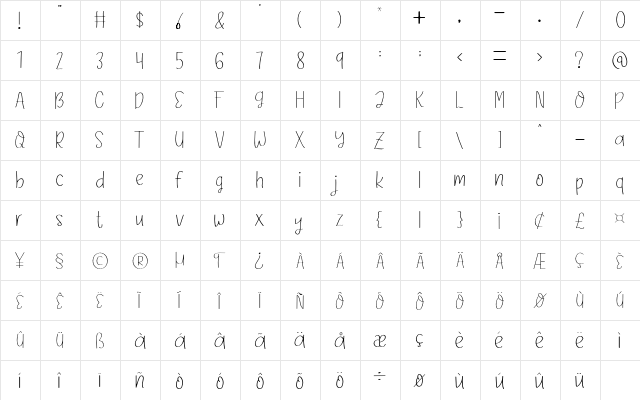 Lafitte Regular  glyph index