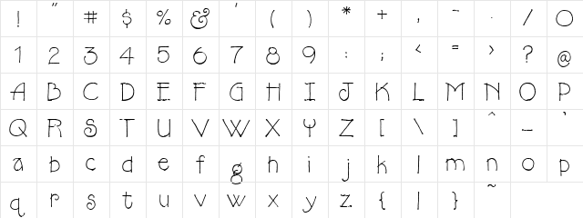 PC Youngstuff Regular  glyph index