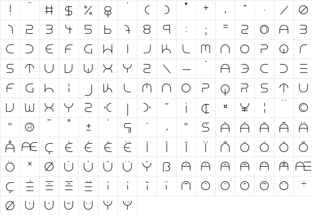 NEON CLUB MUSIC Regular  glyph index