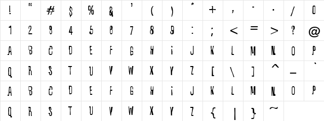 Wasp Regular  glyph index