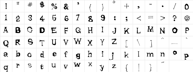 AdLib Regular  glyph index